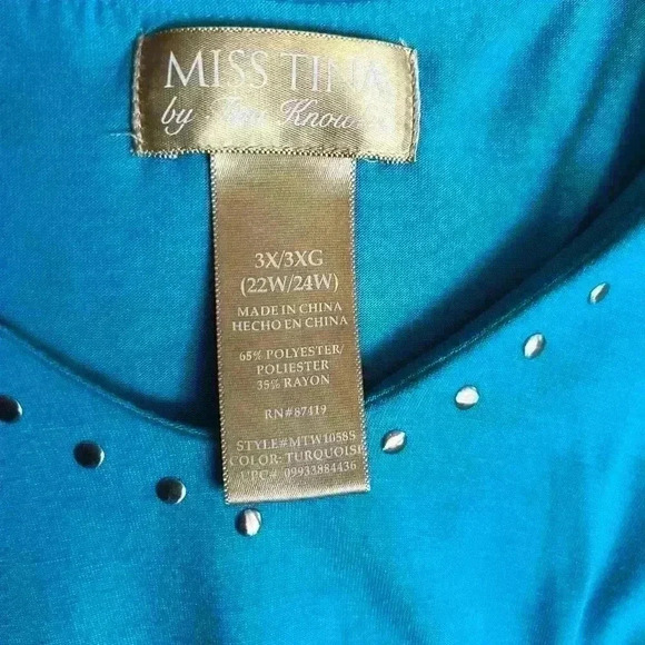 Miss Tina Teal Cold Shoulder Top - Picture 3 of 4